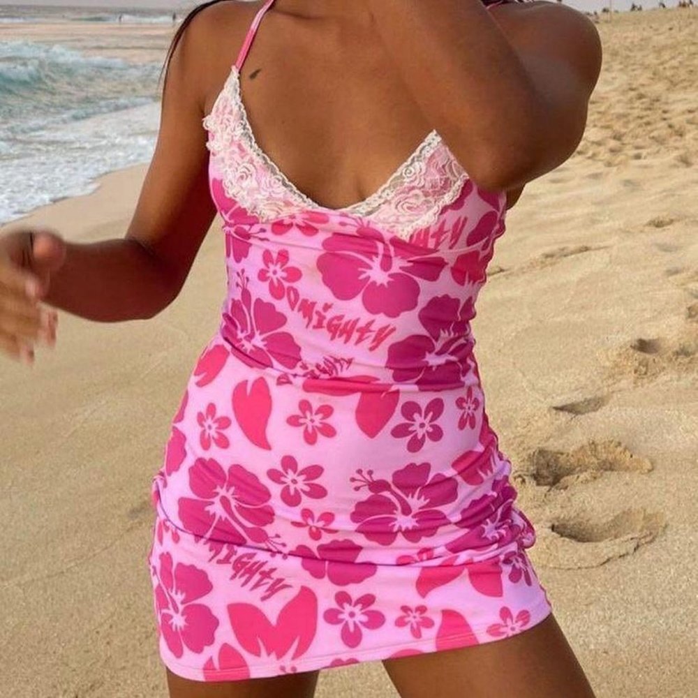 OMIGHT Pink Hibiscus Dress